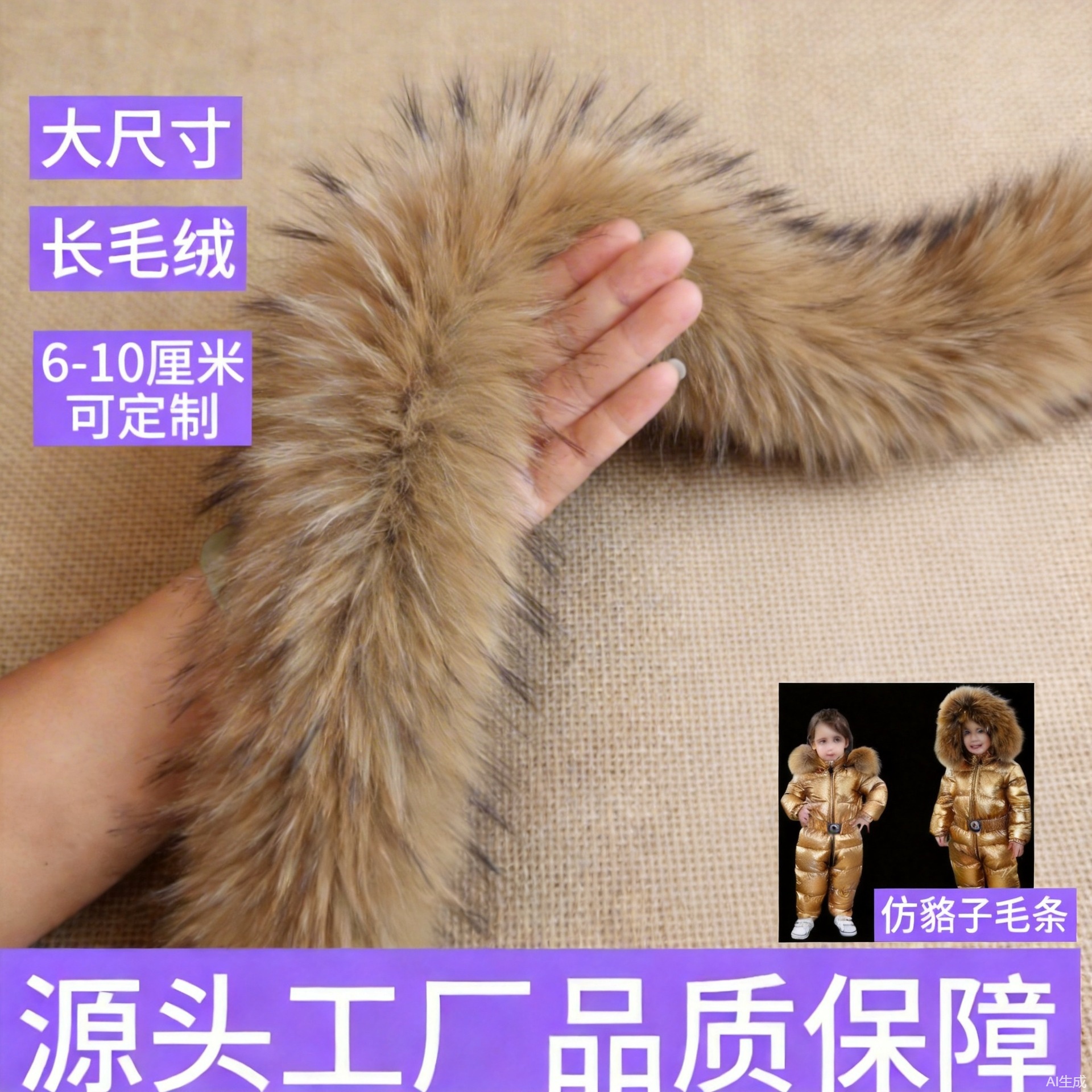 仿貉子毛条帽条人造毛服装辅料2026新款适配棉服毛领帽檐斗篷毛边