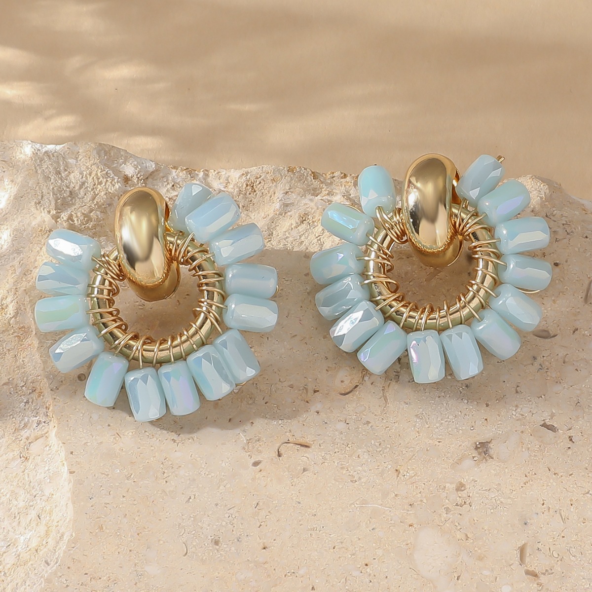 12g Weight 304 Stainless Steel Ear Needle Material Drop Earrings Classification 1 Pair Quantity Holiday, Daily Occasion Artificial Crystal Material Geometric Pattern All Seasons Season Women's Gender Plating Design Retro, Simple Style Style 1 Pair Retro Simple Style Geometric Plating Artificial Crystal Drop Earrings 10