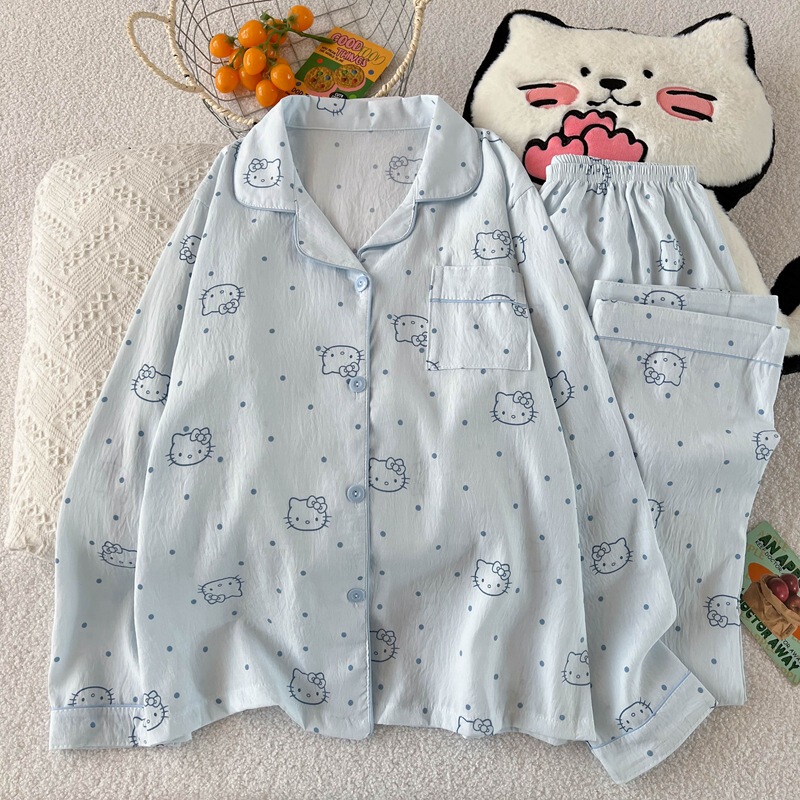 Korean Foreign Trade Spring and Autumn Women's Pajamas Cloud Cotton Long-Sleeve Long-Pants Cute Cartoon Home Wear Set Tiktok Live Broadcast Style Korean Foreign Trade Spring and Autumn Women's Pajamas Cloud Cotton Long-Sleeve Long-Pants Cute Cartoon Home Wear Set Tiktok Live Broadcast Style