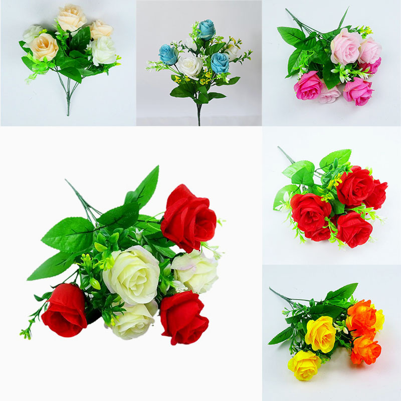 Factory artificial flowers wholesale bulk discount rose living room home decor silk flower 6-head pomegranate fake flower bouquet