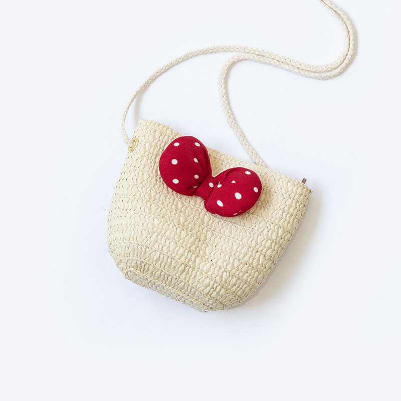 Woven rattan children's crossbody bag, cute and versatile straw woven baby girl shoulder bag, beach bag 5807