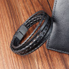 Woven retro bracelet handmade stainless steel, genuine leather