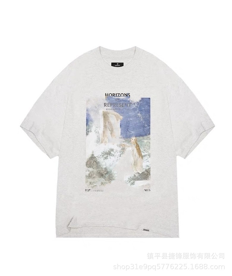 クロスボーダーの新型欧米のファッションブランドのレトロな水洗いは古い落書きをします。