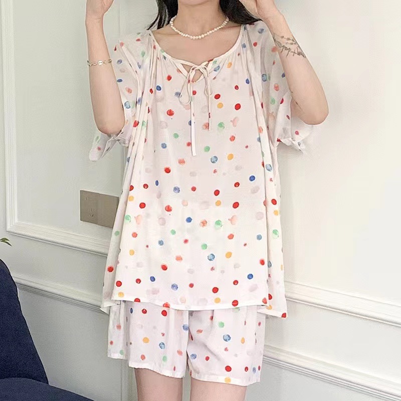 [Traje de manga corta] Pijamas finos de seda de algodón, servicio a domicilio para mujer, estilo nacional, traje de pantalón de algodón suelto de alta gama en movimiento