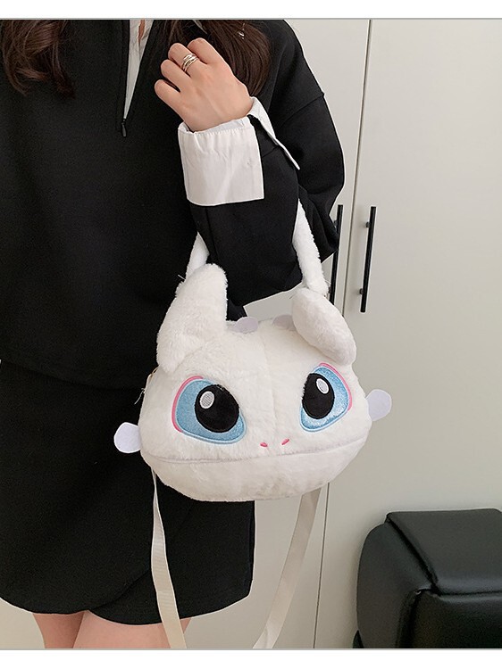 Toothless驯龙高手毛绒卡通双肩包女童可爱无牙仔单肩斜挎包亲子|undefined