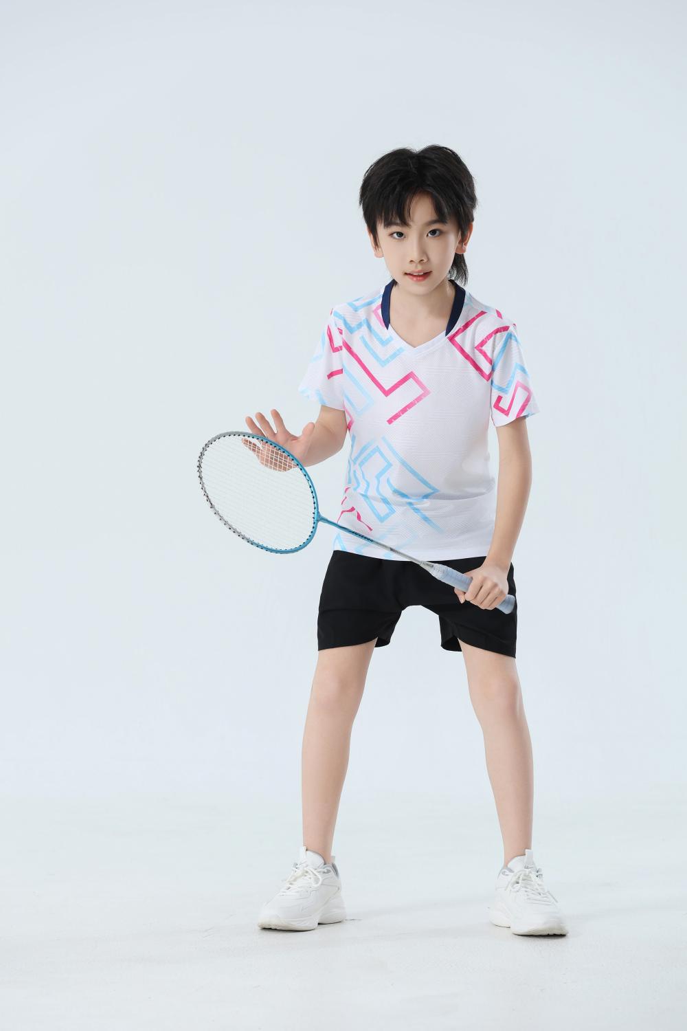 Nuevo set de bádminton transpirable de secado rápido hombre y mujer V-collar chaqueta deportiva para niños adultos con impresión personalizada image 20