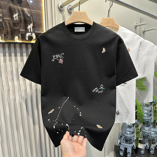 Vintage Hong Kong Style Pure Cotton Short Sleeve T-Shirt for Men - INs Trendy Brand - Summer 2025 - Men's Oversize Loose Top