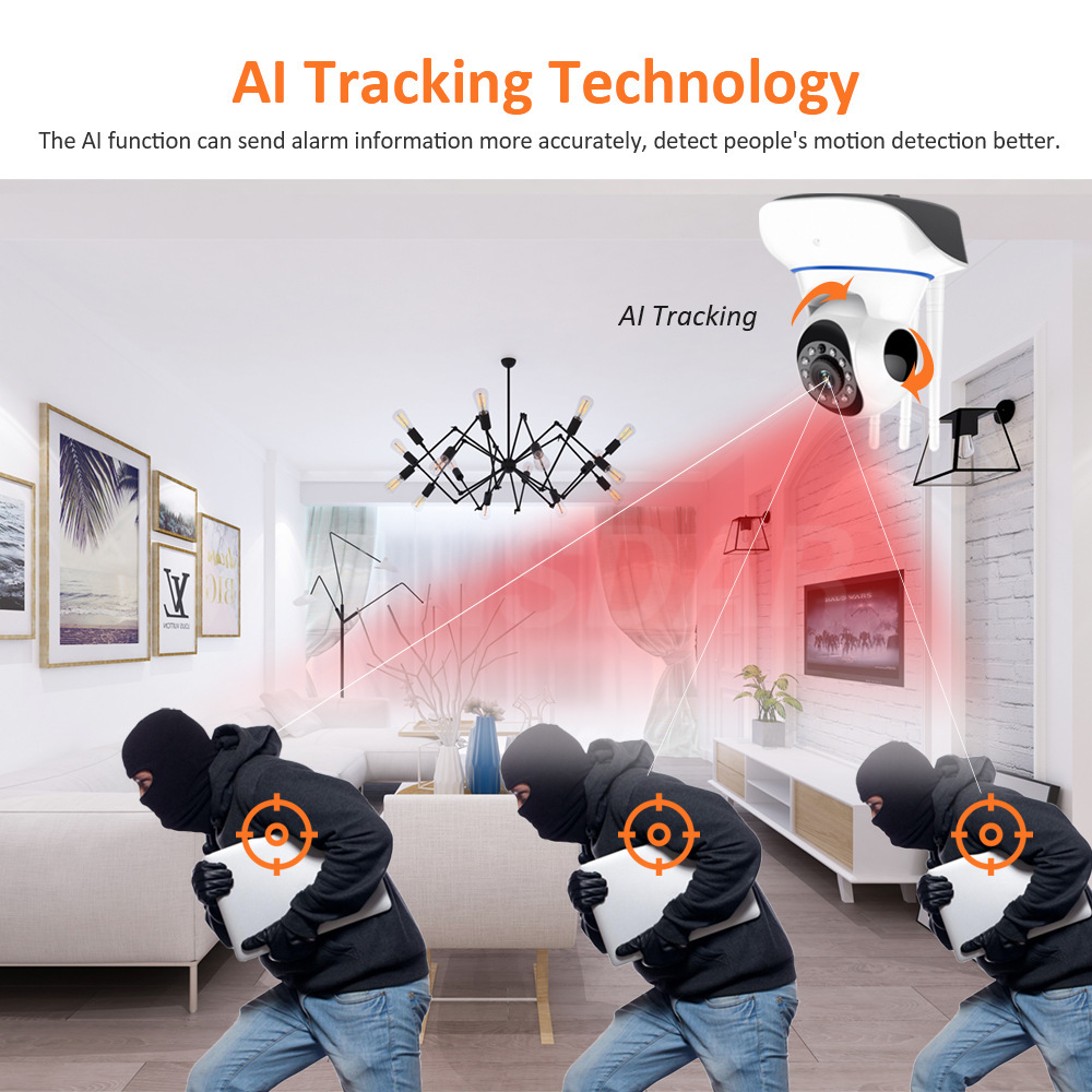 Cabeza óptica fuerte HD cámara de vigilancia inalámbrica WiFi visión nocturna interior del hogar Monitor red 4G teléfono móvil remoto