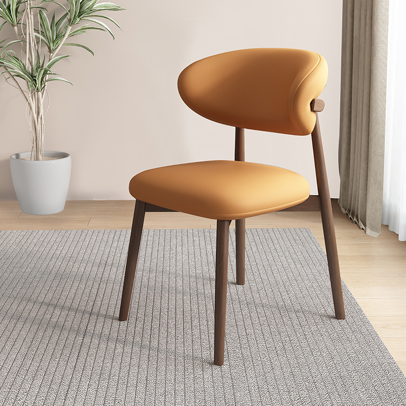Silla de comedor de madera sólida nórdica, silla de respaldo de paquete blando, taburetes de hoteles, hoteles, casas de muestra, centro de exhibición, sillas de negociación