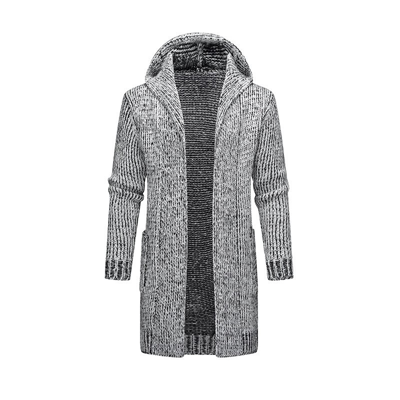Aliexpress con capuz largo otoño nuevo suéter casual de hombre chaqueta simple cardigan con capuz camiseta de punto hombre