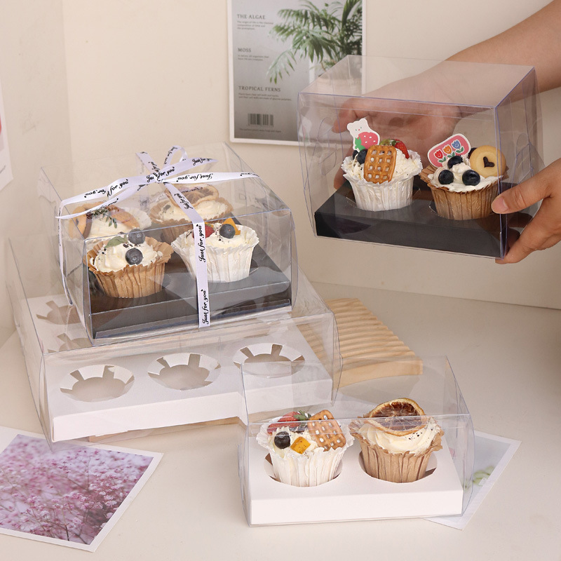 蛋糕杯包装盒子透明塑料 甜品打包抽屉式打包马芬2粒4粒6粒12粒装