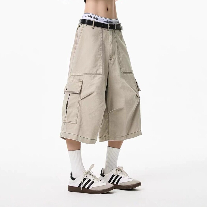 American-Style Pleated Multi-Pocket Cropped Pants for Men and Women, Summer Loose-Fitting Lumberjack Wide-Leg Work Pants, Cleanfit Shorts American-Style Pleated Multi-Pocket Cropped Pants for Men and Women, Summer Loose-Fitting Lumberjack Wide-Leg Work Pants, Cleanfit Shorts