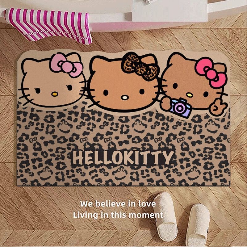 Retro Black Leather Hellokitty Bathroom Absorbent Soft Diatom Mud Toilet Bathroom Door Non-Slip Absorbent Foot Mat Retro Black Leather Hellokitty Bathroom Absorbent Soft Diatom Mud Toilet Bathroom Door Non-Slip Absorbent Foot Mat