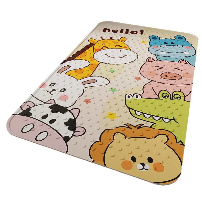 Patrón fijo de dibujos animados impresión almohadilla antideslizante baño infantil almohadilla de pies de baño anti-caída alfombra de suelo de baño impermeable