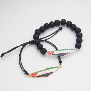 Charming Jewelry Amazon Best-Selling Cross-Border Glue Stainless Steel Non-Fading Map Black Bracelet Bracelet