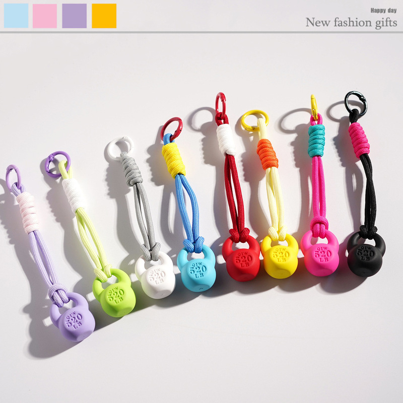 New Rope Kettlebell Pendant Fitness Keychain Sports Accessories Backpack Pendant Couple Creative Gift Jewelry