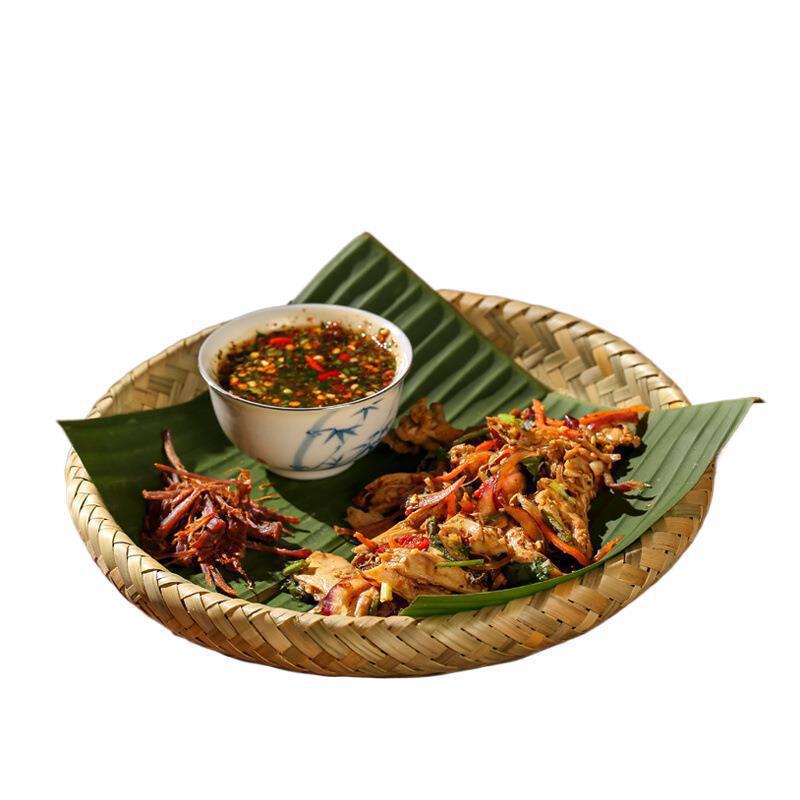 Thai Cuisine Tableware, Southeast Asian Creative Bamboo Woven Plates, Thai-Style Trays, Japanese Dai-Style Dishes, Thai Food Round Plates Thai Cuisine Tableware, Southeast Asian Creative Bamboo Woven Plates, Thai-Style Trays, Japanese Dai-Style Dishes, Thai Food Round Plates