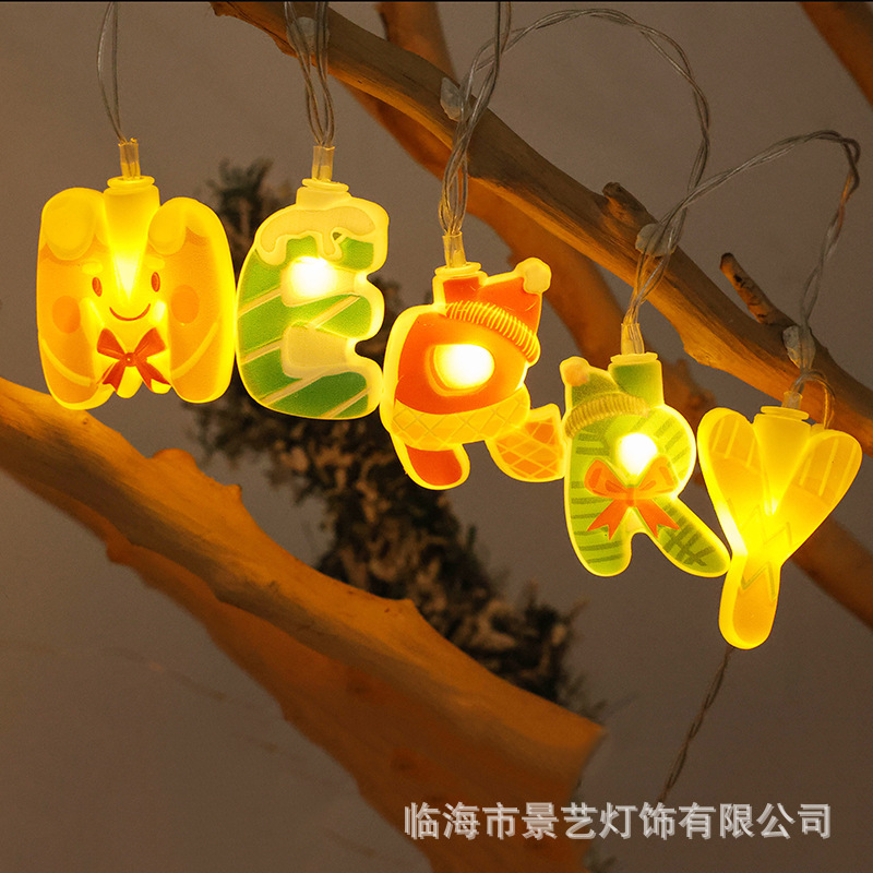 跨境新品led圣诞字母灯串电池盒圣诞节灯串小彩灯氛围装饰串灯|undefined