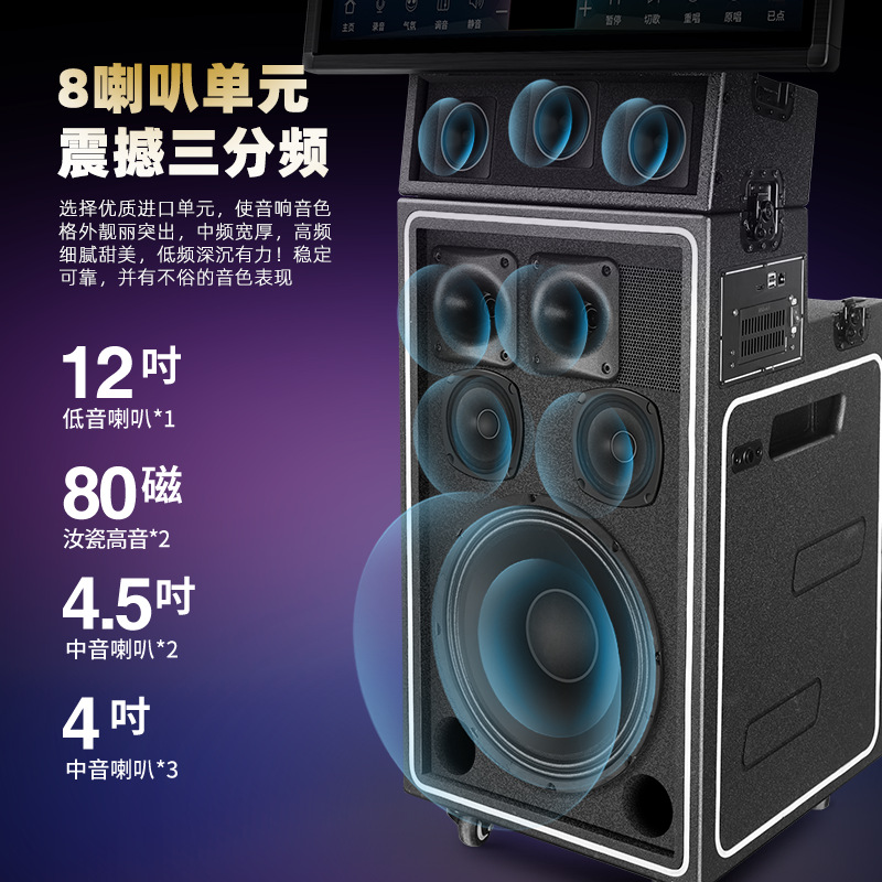 Opole-altavoz móvil de alta potencia para exteriores, karaoke con pantalla grande, audio para baile cuadrado, canto, todo en uno