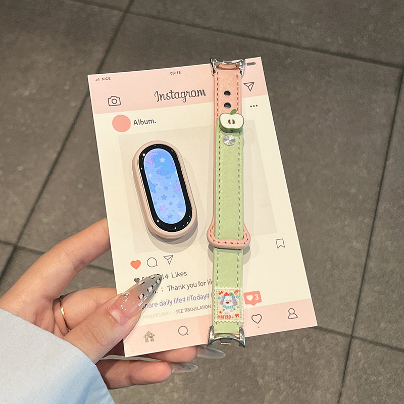 青苹果适用小米手环10表带9反扣8超纤替换腕带通用NFC女款夏创意|undefined