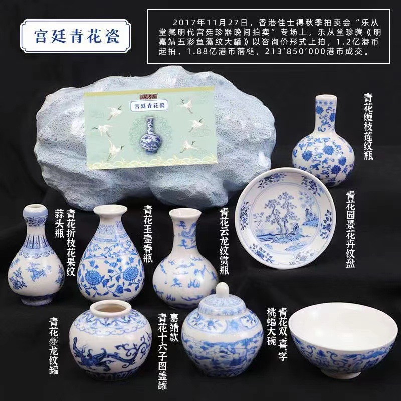 현장 파란색과 흰색 도자기 (도구없이 알몸)