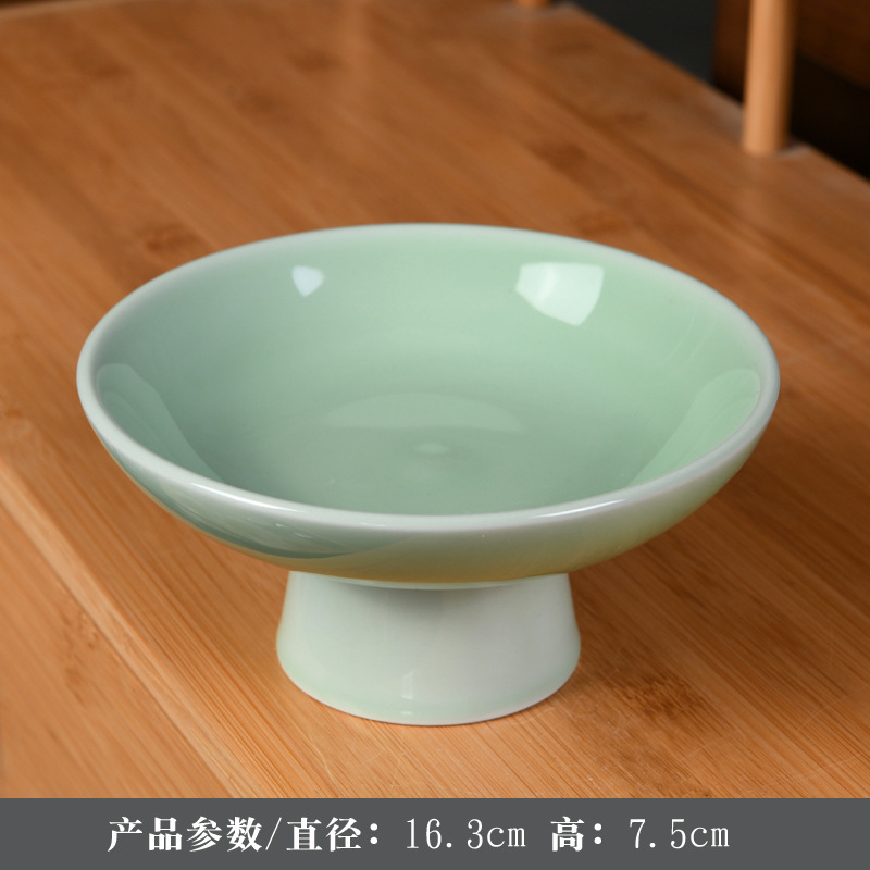 青花磁器高脚果盤中国式陶磁器茶点盤乾ナッツ菓子大サイズ果物盤功盤茶室レストラン|undefined