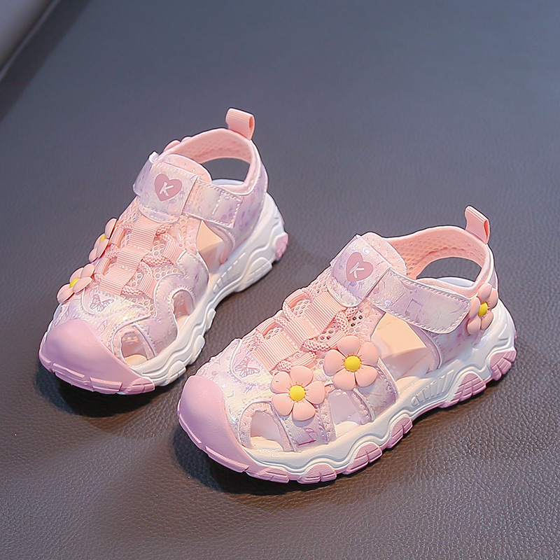 Zapatos casuales de moda de niñas versátiles 2026 verano nuevos niños sandalias de cabeza de malla transpirable zapatos deportivos para correr image 4