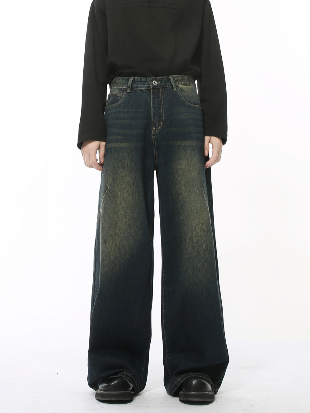 MTLCLOTHES Hombres| Nuevos productos de otoño americanos de alta calle retro hacer viejos jeans sueltos de gran tamaño