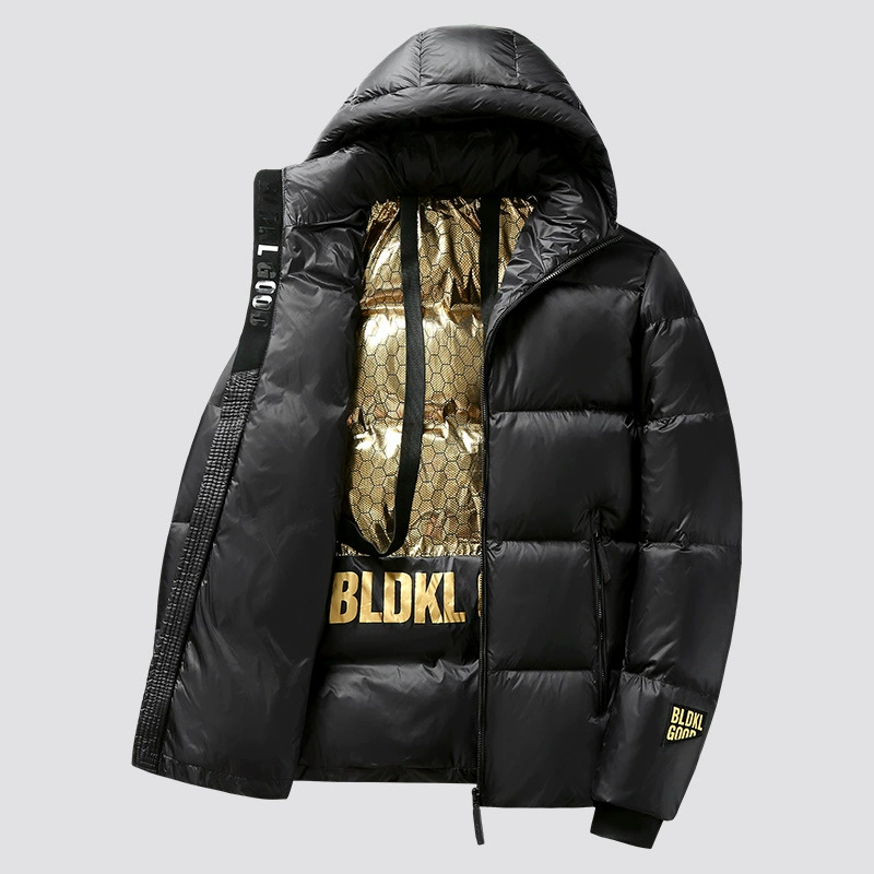 Velvet winter short down jacket, duck down, oversize