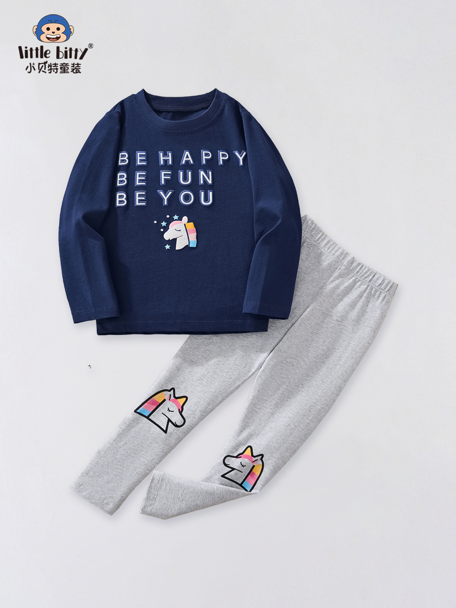 Spring and Autumn Children's Pants suit Two-piece Long-sleeved Pants Cotton Girls' Children's Clothes European and American Children's Clothing Fashionable Style