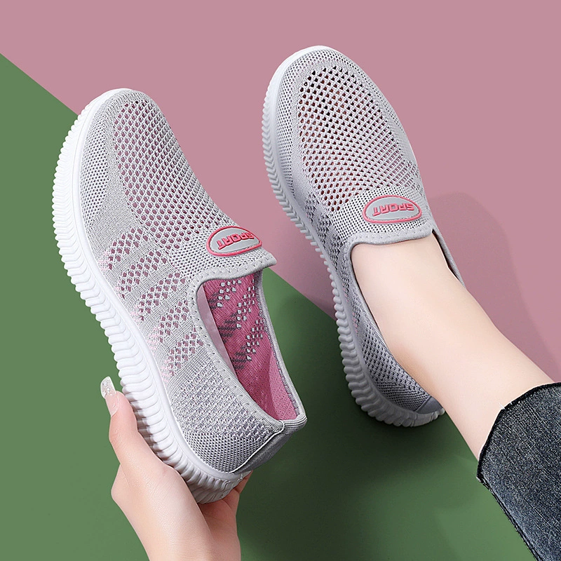 Старая пекинская тканая обувь летняя дышащая сетка обувь мягкая подошва один педаль для работы обувь