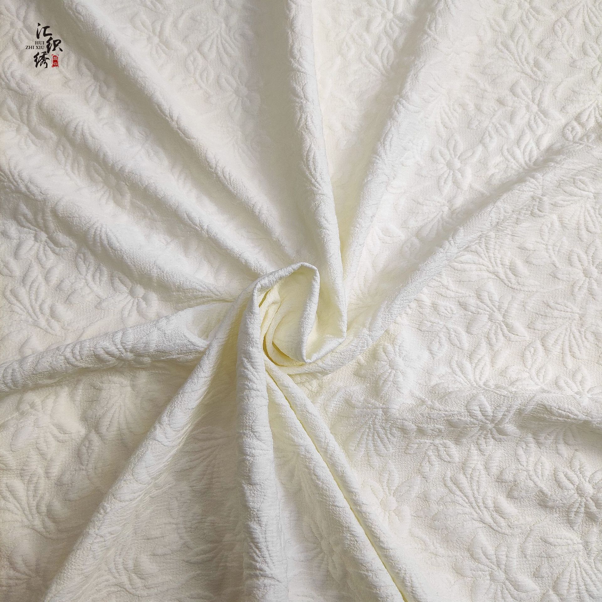 春夏新款梭织提花面料花朵暗纹素色弹力提花布料时装箱包裙子用料