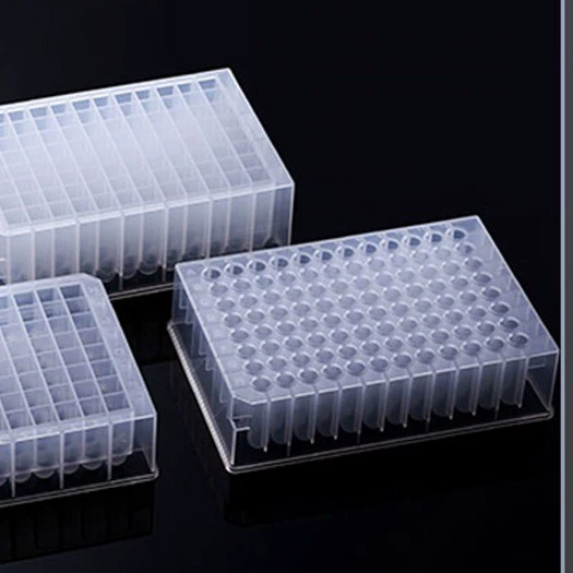 Барокская пластина с глубоким отверстием-96 отверстий, квадратное отверстие, V-образное дно, 0,5 мл, без крышки, без стерилизации 02-8005