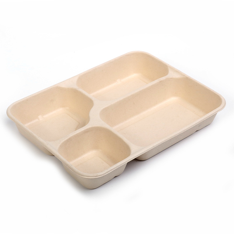 Caja de almuerzo de pulpa desechable al por mayor degradable para llevar caja de embalaje de comida rápida caja de comida ligera para llevar caja de almuerzo bento