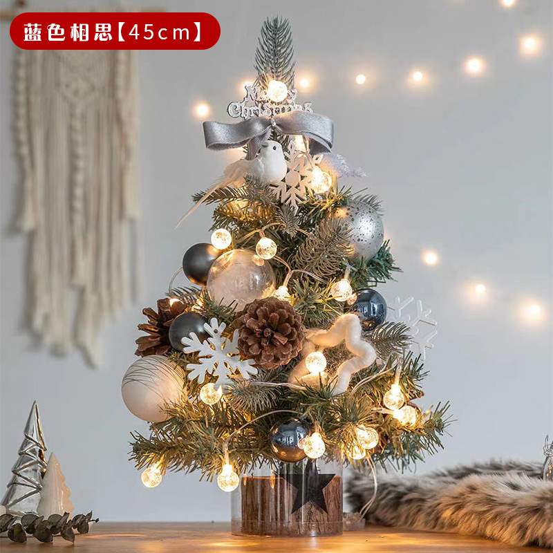 Nuevos productos transfronterizos árbol de Navidad con lámparas de nieve PE árbol de Navidad de escritorio árbol de Navidad decoración artesanía decoración