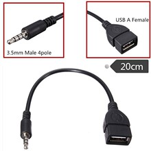 车载aux转换usb线 cd机MP3音响线3.5mm音频圆头T型口插头连接U盘