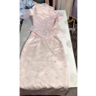 2025 Summer Matchinging Set of Super Nice, Unique and Beautiful Chinese Style New Chinese Style Pink Skirt Two-Piece Suit for Women