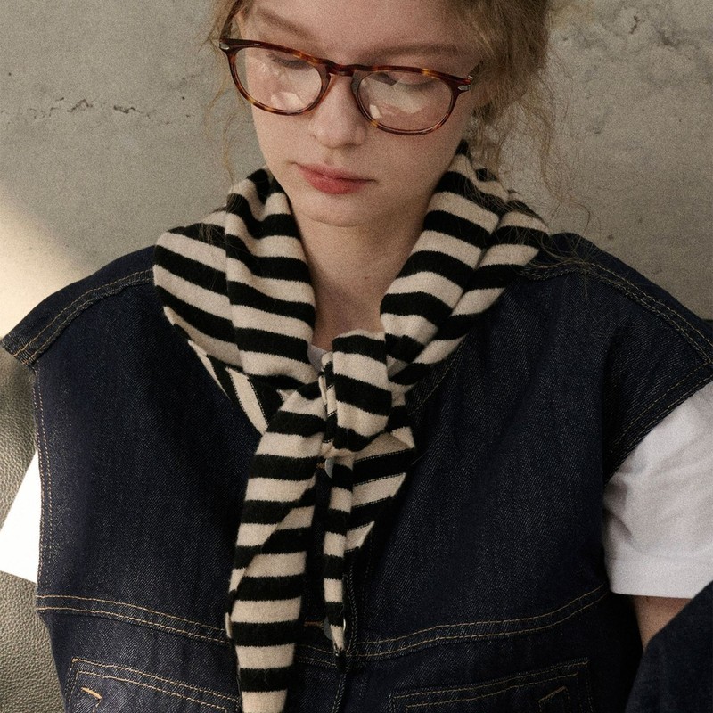 Korean Chic Woolen Triangle Scarf Knitted Stripesd Small Scarf Women's Japanese Style Multifunctional Small Scarf