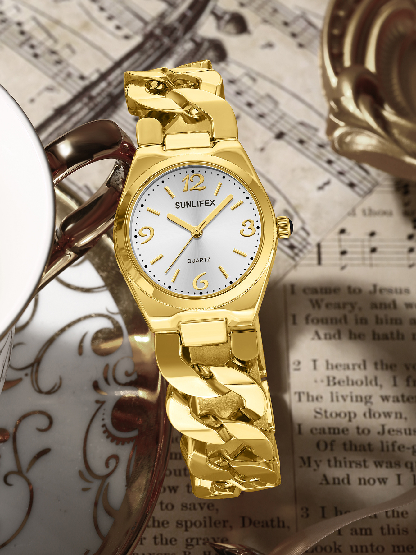 Gold shell white surface