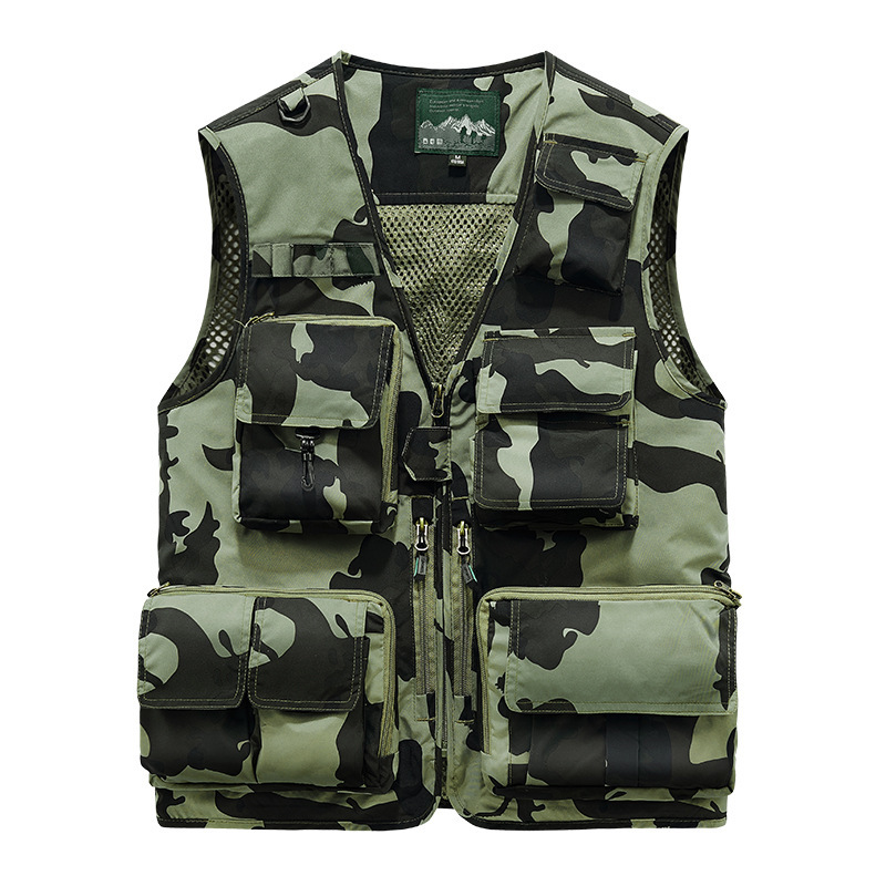 Spring and Autumn Military-Style Camouflage Mesh Vest for Young Men, Multi-Pocket Outdoor Hiking Sports Vest Jacket Spring and Autumn Military-Style Camouflage Mesh Vest for Young Men, Multi-Pocket Outdoor Hiking Sports Vest Jacket