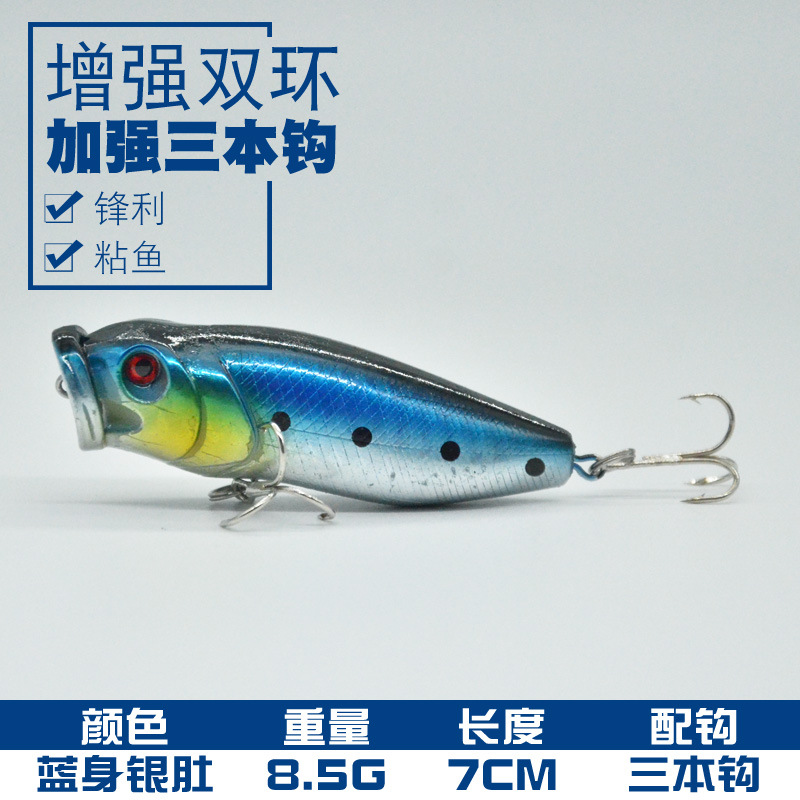 2 pcs Hula Popper Fishing Lure 55mm/9g Hard Plastic Topwater Popper Lures Fishing Tackle