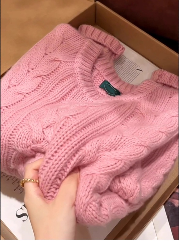 韩系复古黑色麻花毛衣女秋冬加厚宽松慵懒外穿显瘦纯色毛针织上衣|undefined