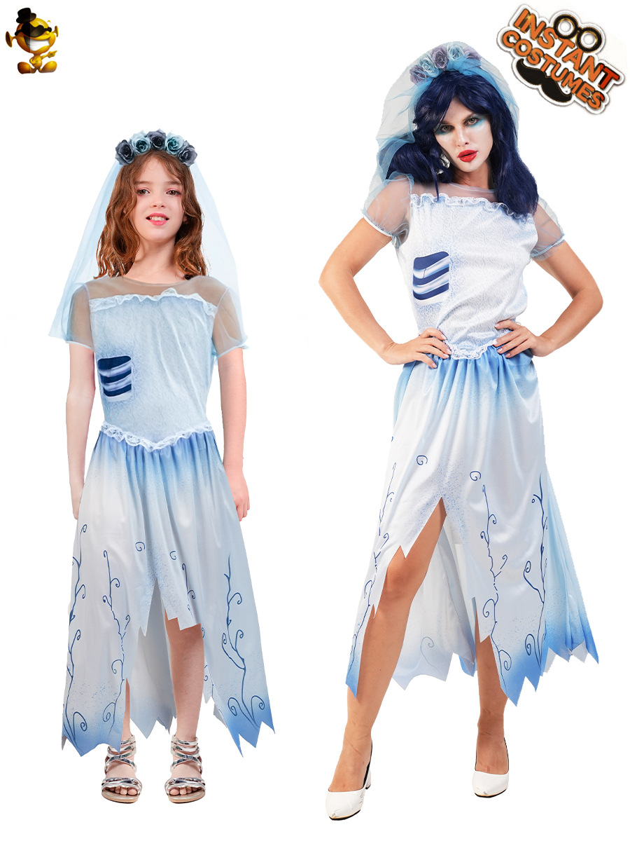 Halloween ropa de juego de rol para niñas y niños fantasmas falda ropa para padres e hijos distribución transfronteriza ropa de espectáculo