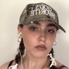 新款棒球帽迷彩树枝纹泼墨做旧刺绣鸭舌帽同款帽子美式辣妹街头