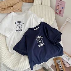 Children's Short Sleeve T-Shirt Summer Korea Unisex Baby Round Neck Half Sleeve Middle Child Fashion Print Top Trendy