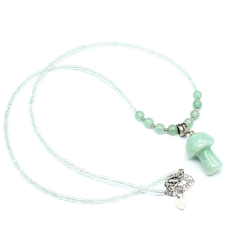 15g Weight Pendant Necklace Classification Alloy Chain Material Beaded Chain Chain Type Holiday Occasion Crystal Material Mushroom Pattern Spring&Summer Season Women's Gender Polishing Design Vacation, Classic Style Style Vacation Classic Style Mushroom Crystal Beaded Chain Beaded Necklaces Wholesale 11
