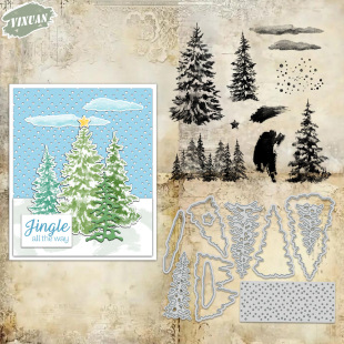Handmade Paper Art Creative Handbook Decoration Silicone Seal Embossing Knife Mold Christmas Dot Tree Seal Cross-Border Delivery