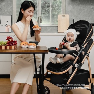 Baby Stroller with High View, Can Sit and Lie Down, Foldable Two-Way All-Season Shock-Absorbing Baby Stroller, Lightweight Stroller