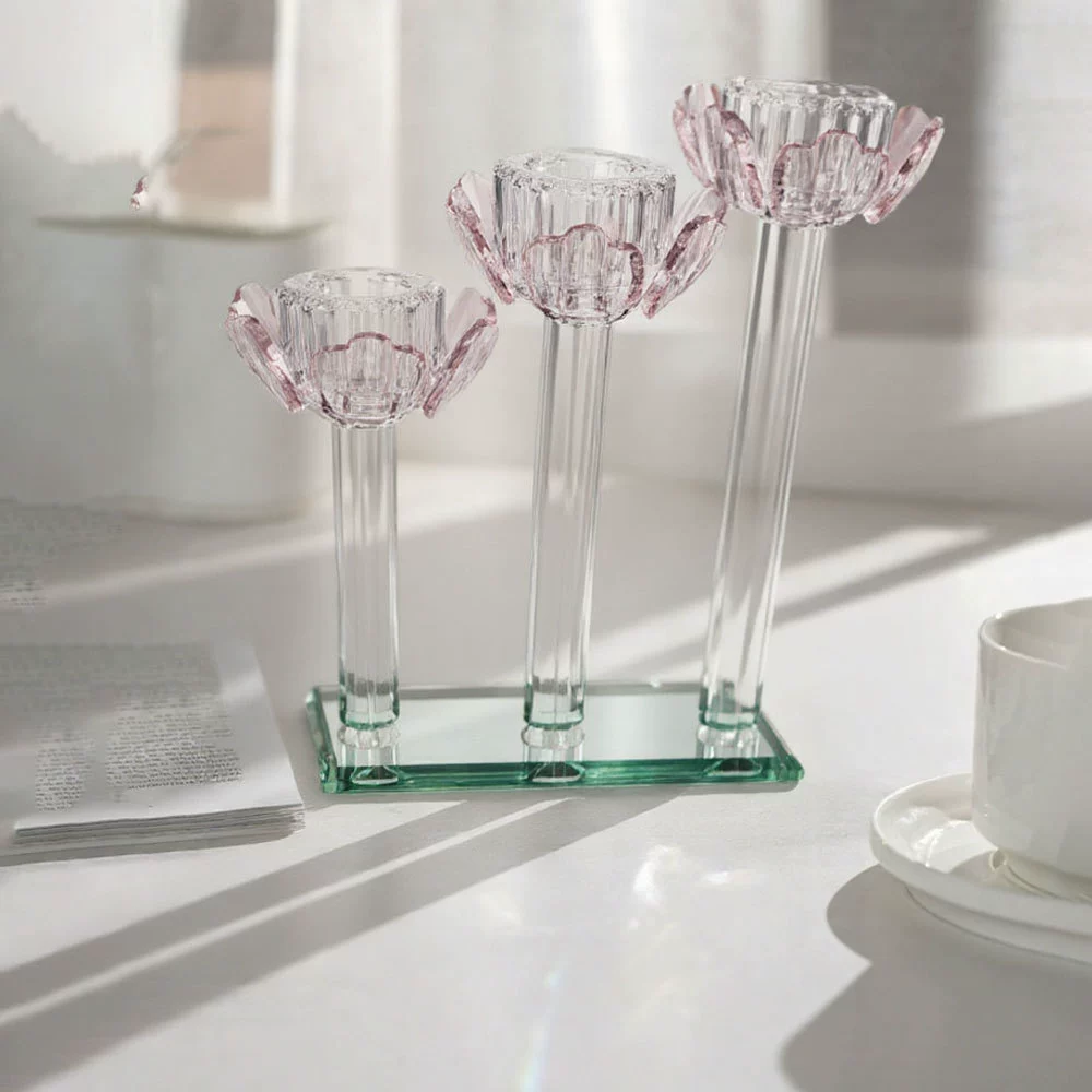 Трёх tulips crystal candle holder crystal crafts gift office living room Valentine's Day gift