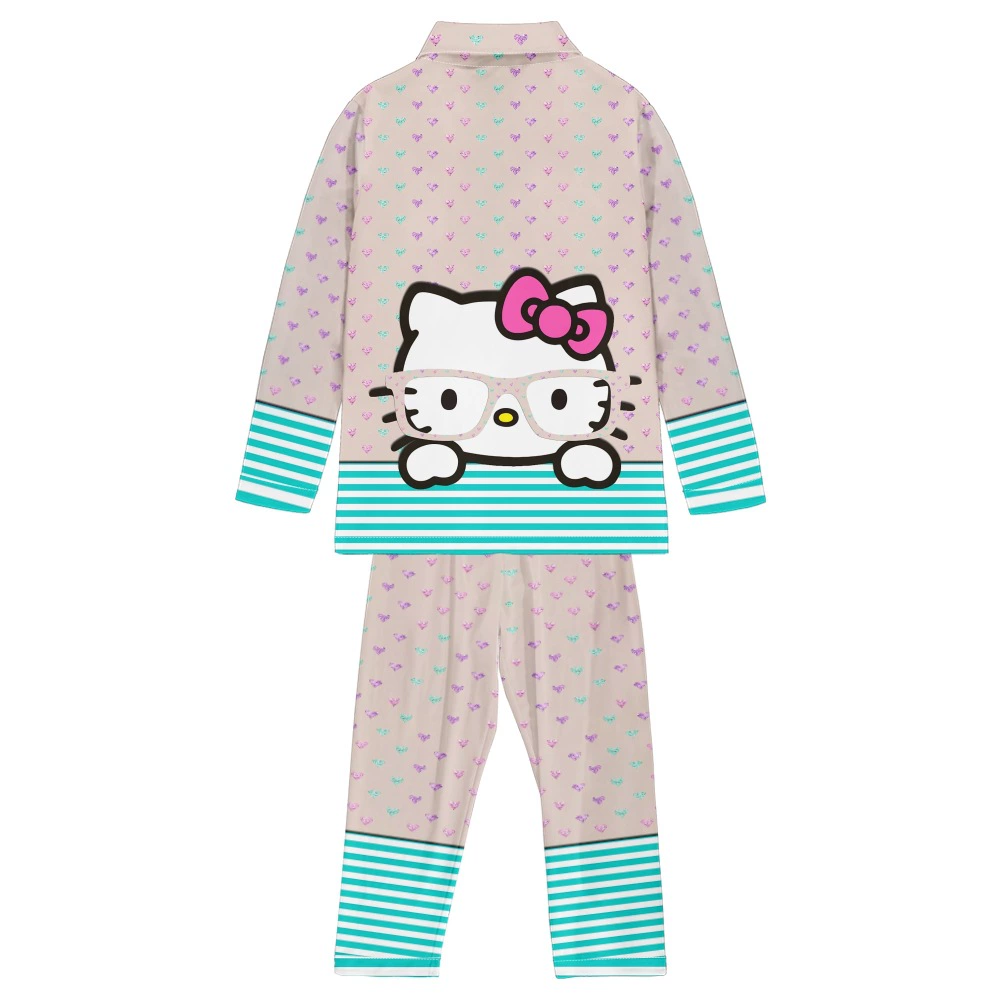 Hello kitty, брюки, рубашка, пижама, комплект для взрослых, 3D, детская одежда